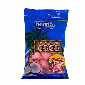 Balas de Coco Sabor Morango Benno 180g