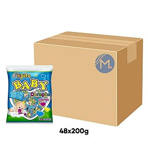 Caixa Pirulito Flopito Baby Coração Colorido com 48 pacotes de 200g Florestal