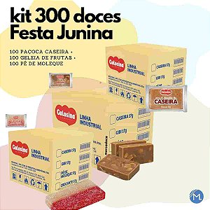 Kit 300 Doces Juninos Paçoca Pé de Moleque Geleia - Festa Junina