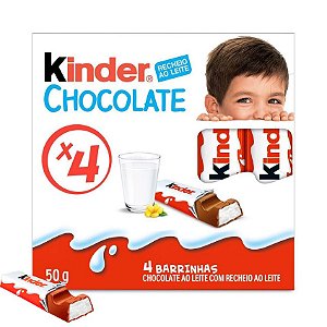 Chocolate Kinder Barrinha Ferrero com 4 unidades de 12,5g