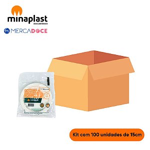 Kit Prato Raso Descartável Branco  15cm com 100 unidades Minaplast