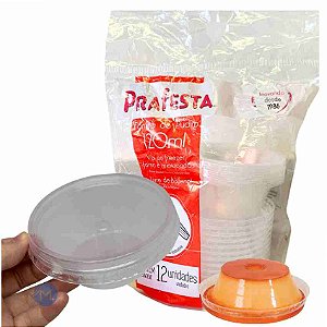 Forma para Pudim com Tampa Prafesta com 12 unidades de 120ml