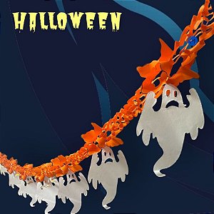 Varal de Papel Halloween Fantasma 2,5m com 1 unidade