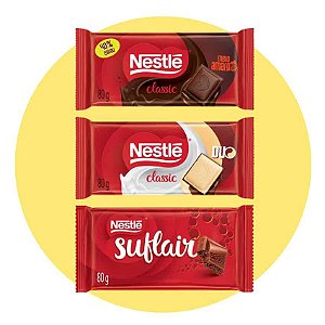 Kit 3 Barras Chocolate Nestlé Sabores Sortidos