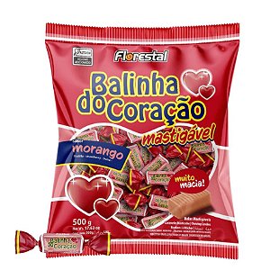 Bala Mastigável Morango Balinha do Coração 100g  Compre na Mercadoce -  Mercadoce - Doces, Confeitaria e Embalagem