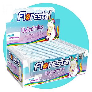 Caixa Barra de Chocolate Branco com Granulado Colorido Unicórnio 12 unidades de 80g Florestal