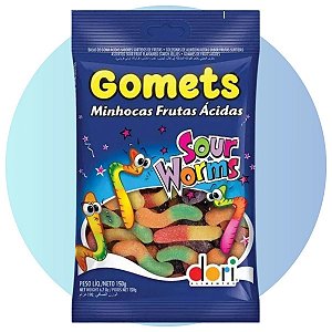 Bala de Goma Gomets Minhocas Ácidas Dori 150g