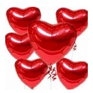 Kit Balão Coração Metalizado Vermelho com 50 unidades Escolha o Tamanho