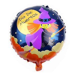 Balão Metalizado Bruxinha De Halloween 45x45cm com 1 un
