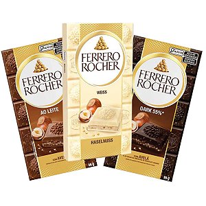 Barra de Chocolate Ferrero Rocher 90g - Escolha o sabor