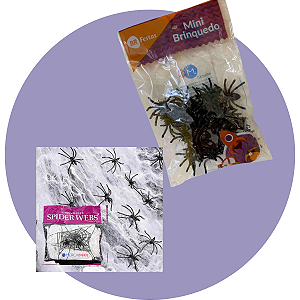 Kit Decoração Teia de Aranha + Aranhas