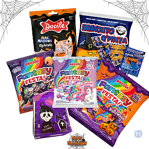 Kit 5 doces Halloween Dias das Bruxas Acompanha Saco Especial