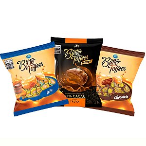 Kit 3 Balas Butter Toffees Trufas Leite e Chocolate De 500g