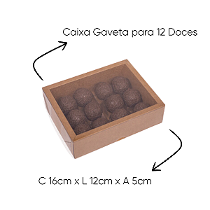 Caixa Alta Com Moldura Para 12 Doces Kraft C/ 10 Unidades