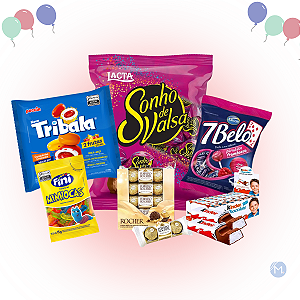 Kit Lembrancinha de Festa com 6 Doces Rende 48 kits