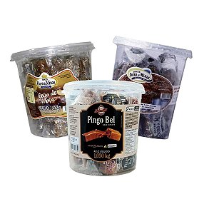 Kit 3 Potes Beijo Moça, Pingo Bel, Brigadeiro Ouro de minas