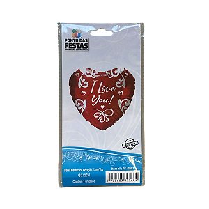 Balão Metalizado Coração "I Love You" com 1 unidade
