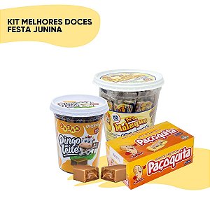 Kit Melhores 150 Doces Festa Junina Pingo de Leite Paçoca Pé de Moleque