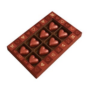 Caixa para Barra de Chocolates Corações - 10 Unidades | Embalagem Decorada | Ideia