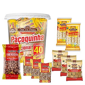 Kit Festa Junina Paçoca Pé de Moleque Amendoim Floco de Arroz