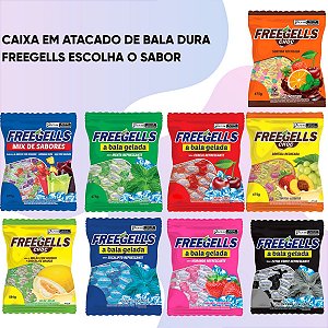 Caixa Atacado Bala Dura Freegells 12 Pacotes De 475g Escolha o Sabor