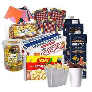 Kit Festa Junina 20 Pessoas – Doces, Quentão e Decoração