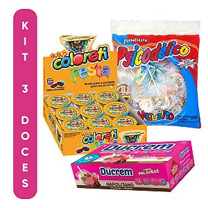 Kit 3 Doces Confete De Chocolate Pirulito Miguelito Ducrem