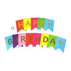 Faixa Decorativa Happy Birthday Mullticolorida Ponto Das Festas