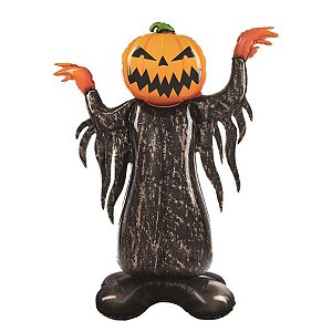 Balão De Halloween Abóbora Assustadora 86x115 cm BR Festas