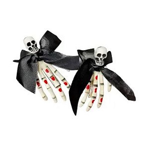 Presilhas De Mão De Caveira Halloween 2 un Ponto Das Festas