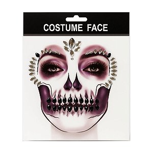 Adesivo De Caveira De Halloween Para Rosto BR Festas