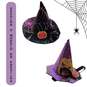 Presilha com Chapéu de Bruxa Halloween Escolha Roxo ou Preto