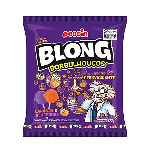 Pirulito Blong Borbulhoucos Laranja e Blueberry 672g Com 24 un Peccin