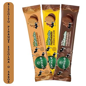 Biscoito Piraquê Recheado Maltado 85g Chocolate, Doce de Leite e Avelã