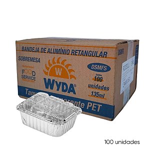 Bandeja de Alumínio 135ml com Tampa PET 100 Unidades Wyda