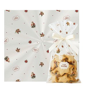 Saco Decorado Tempo de Celebrar Natal 50 unidades Escolha o Tamanho
