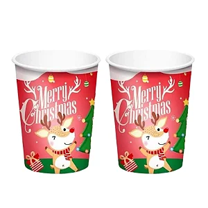 Copo Papel Papai Noel Merry Christmas 250ml 8 unidades