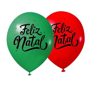 Balão Bexiga Estampado n. 9 Joy Com 25 un Feliz Natal Escolha a Cor