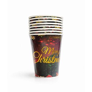 Copo de Papel Merry Christmas 250ml com 8 un Ponto das Festas