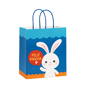 Kit 10 Sacolas de Papel Decoradas Alegria Azul 27,5x22x16 - Carber