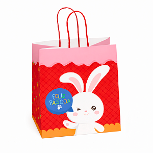 Kit 10 Sacolas de Papel Decoradas Alegria Rosa 27,5x22x16 - Carber