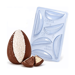 Forma Especial com silicone Ovo de Páscoa Fatias 150g - 3 partes BWB cód.10643