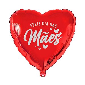 Balão Em Formato De Coração Feliz Dia das Mães 1 un Com 45cm