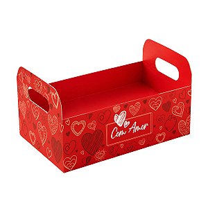 Kit 5 Cestas Caixote Corações Com Amor 22x14x12 Ideia
