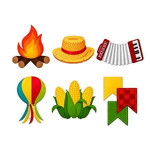 Kit 6 Cartazes Decorativos Festa Junina Ícones Ponto das Festas