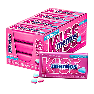 Display Mentos Kiss Tutti-Frutti e Menta com 12unidades de 35g - Perfetti