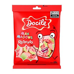 Marshmallow Recheado Maxmallows Morango Docile 220g