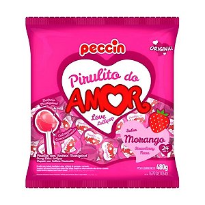 Pirulito Morango do Amor 480g Peccin