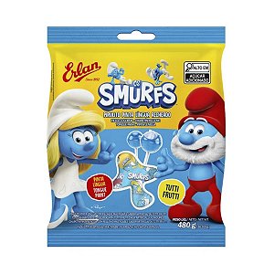 Pirulito Recheado Pinta a Língua Tutti-Frutti Smurfs 480g Erlan