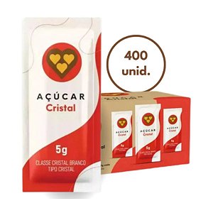 Açúcar cristal  sachê caixa 1kg - 3 corações